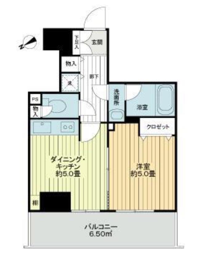 ライオンズタワー池袋(1DK/13階)の間取り写真