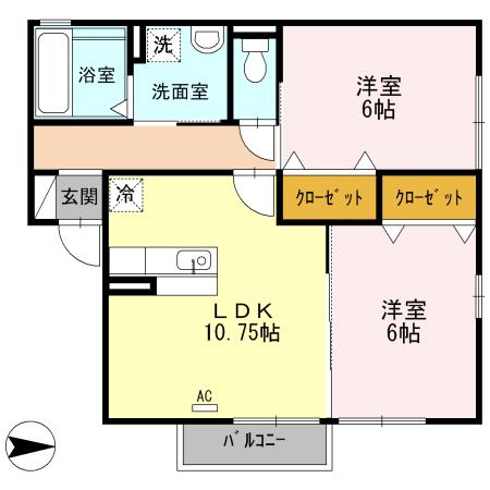 ANNEX IIDA(2LDK/2階)の間取り写真