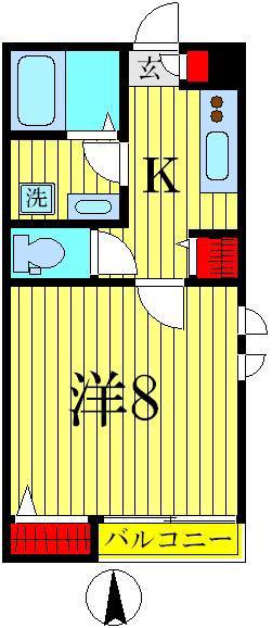 サンメゾン(1K/3階)の間取り写真