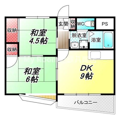 レジデンスタカラ(2DK/1階)の間取り写真