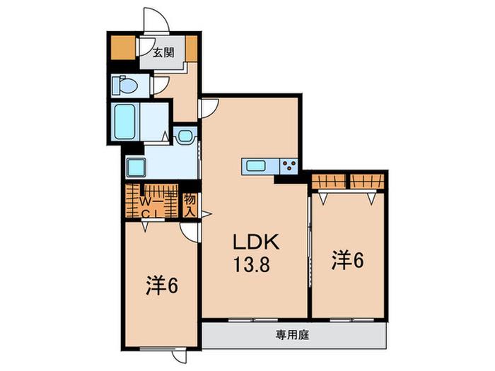 クリスタルヴィラ(2LDK/1階)の間取り写真