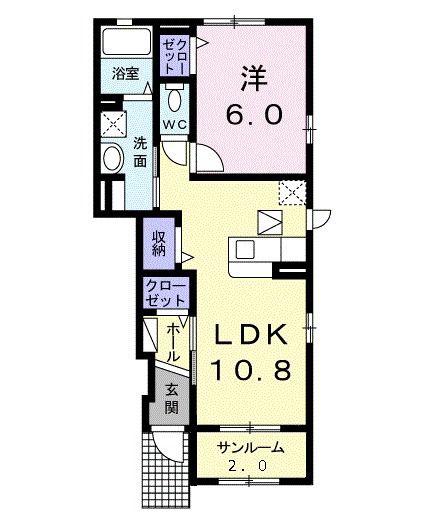 メゾン・コンフォート(1LDK/1階)の間取り写真