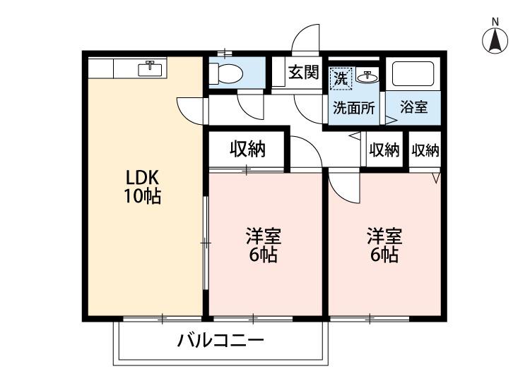 エスポワール八千代台B(2LDK/1階)の間取り写真