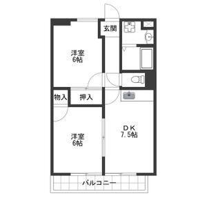 グランドエル(2DK/1階)の間取り写真