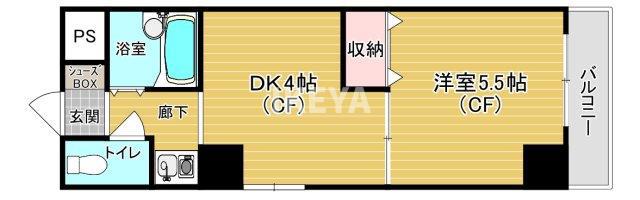 ファーネス(1DK/5階)の間取り写真