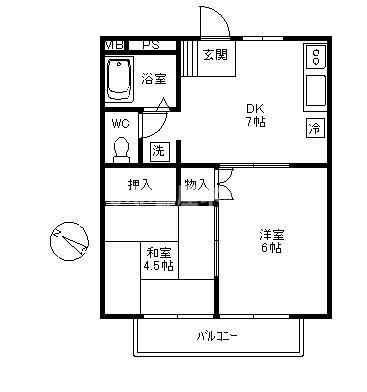 ハイムマルマ(2DK/2階)の間取り写真