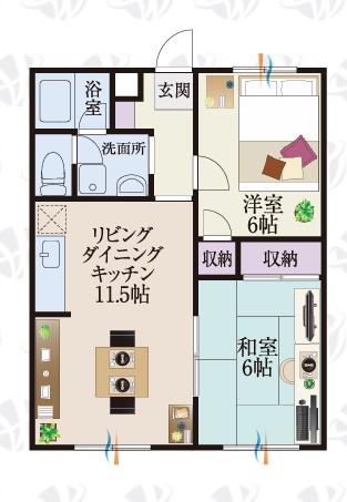 BCASA我孫子RE-BORN(2LDK/2階)の間取り写真