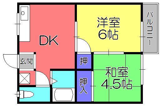 国領ハイツ(2DK/2階)の間取り写真