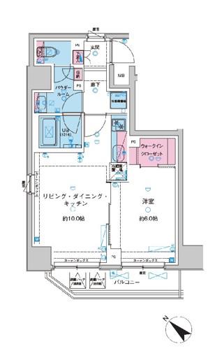 GENOVIA花月総持寺(1LDK/7階)の間取り写真