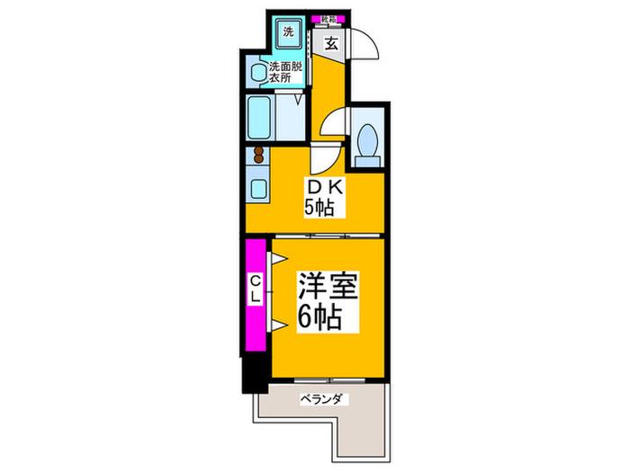 KREHL宿院(1DK/7階)の間取り写真
