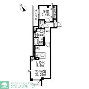 東京メトロ千代田線 千駄木駅 徒歩2分 4階建 築3年(1LDK/3階)の間取り写真