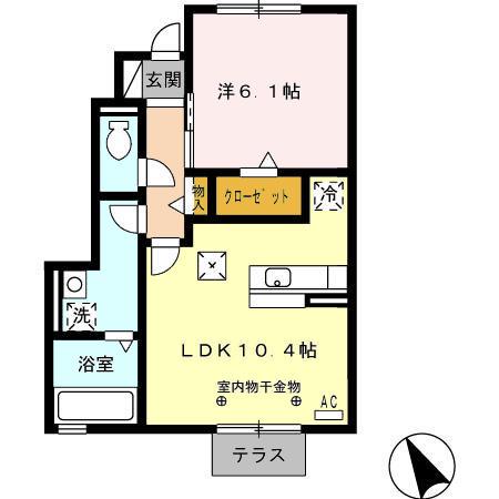 デルニエII(1LDK/1階)の間取り写真