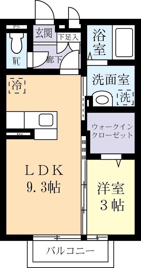 フルール ヴィラ(1LDK/2階)の間取り写真