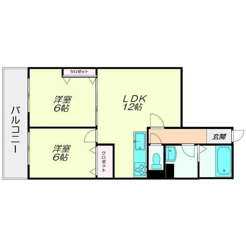 パステル12(2LDK/9階)の間取り写真