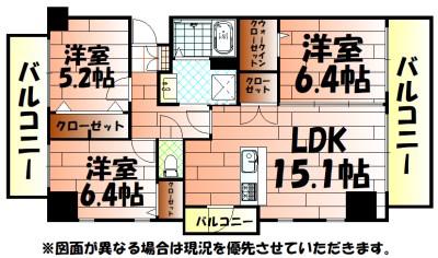 THE SQUARE SUITE RESIDENCE ザ スクエア(3LDK/4階)の間取り写真