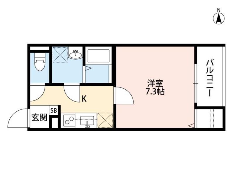ディアコート巽南(1K/2階)の間取り写真