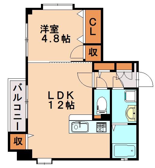 グランメール春日原(1LDK/3階)の間取り写真