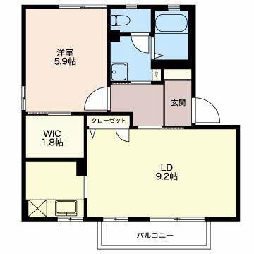 ラフィネ倉澤A棟(1LDK/1階)の間取り写真