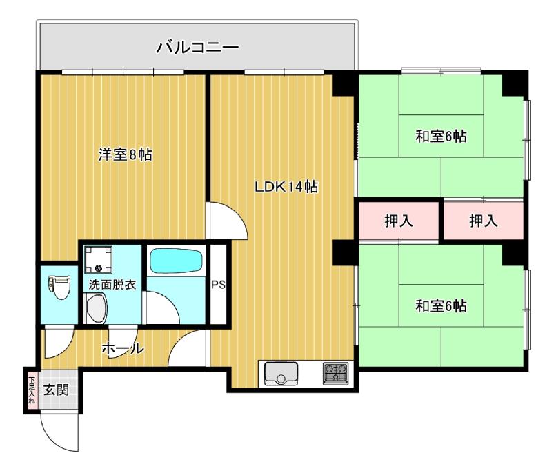オンスパティオ(3LDK/3階)の間取り写真