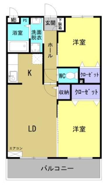 ジャルディーノ(2LDK/2階)の間取り写真