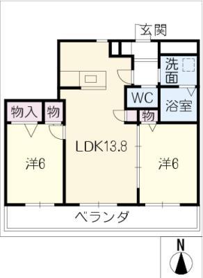 グランシャリオ(2LDK/1階)の間取り写真