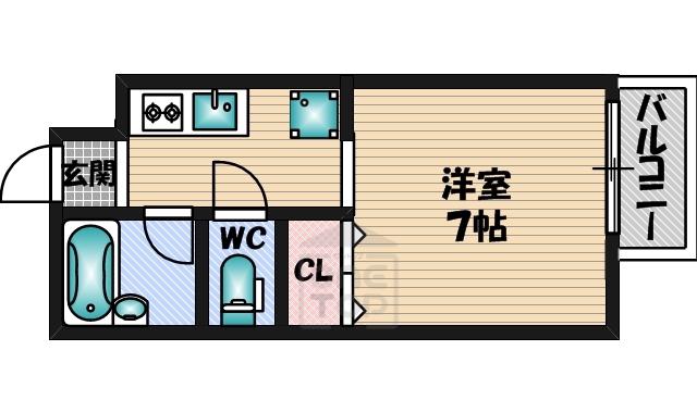 フォレスト緑地(1K/2階)の間取り写真