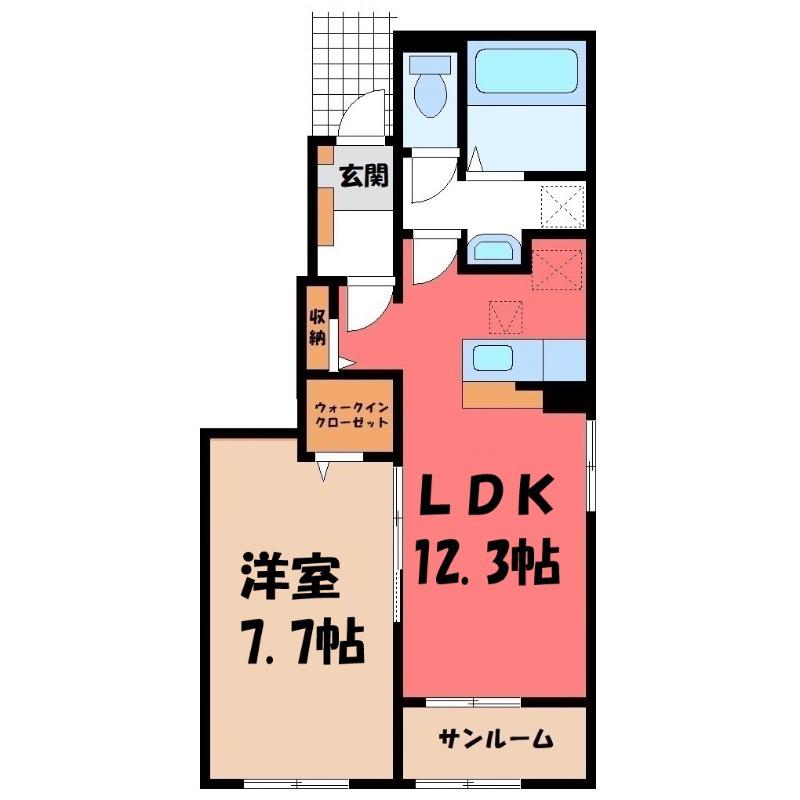 秩父鉄道 ひろせ野鳥の森駅 徒歩5分 2階建 新築(1LDK/1階)の間取り写真
