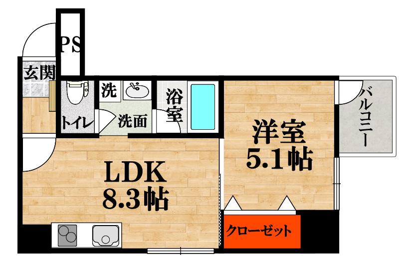GRAND SWEET(1LDK/4階)の間取り写真