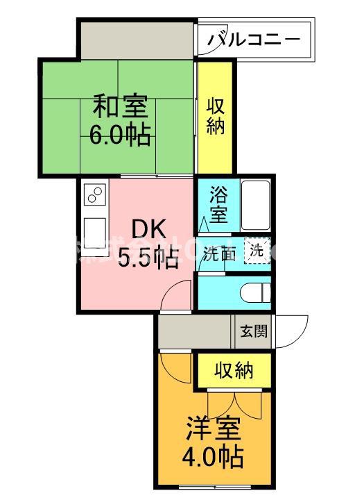 ソーシャル山本(2DK/2階)の間取り写真