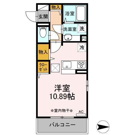 サンキエーム前橋(ワンルーム/1階)の間取り写真