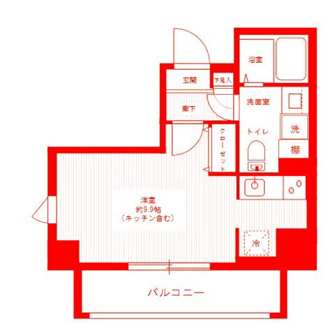 ヴェルト川崎イースト(ワンルーム/9階)の間取り写真