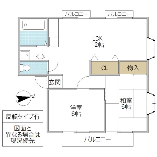 シーウィンドハイツ(2LDK/2階)の間取り写真