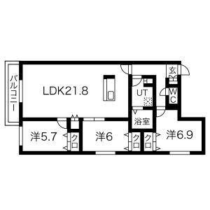 ZABO HILLS MINAMIMARUYAMA(3LDK/2階)の間取り写真
