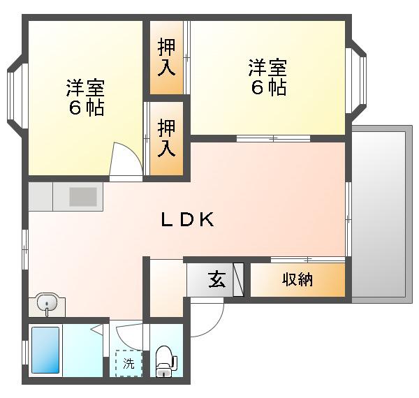ファミール中川A(2LDK/1階)の間取り写真