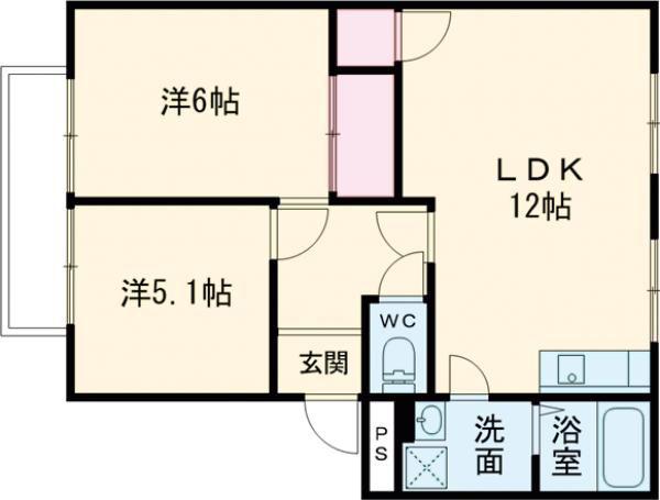 ラ・フォーレ2番館(2LDK/2階)の間取り写真