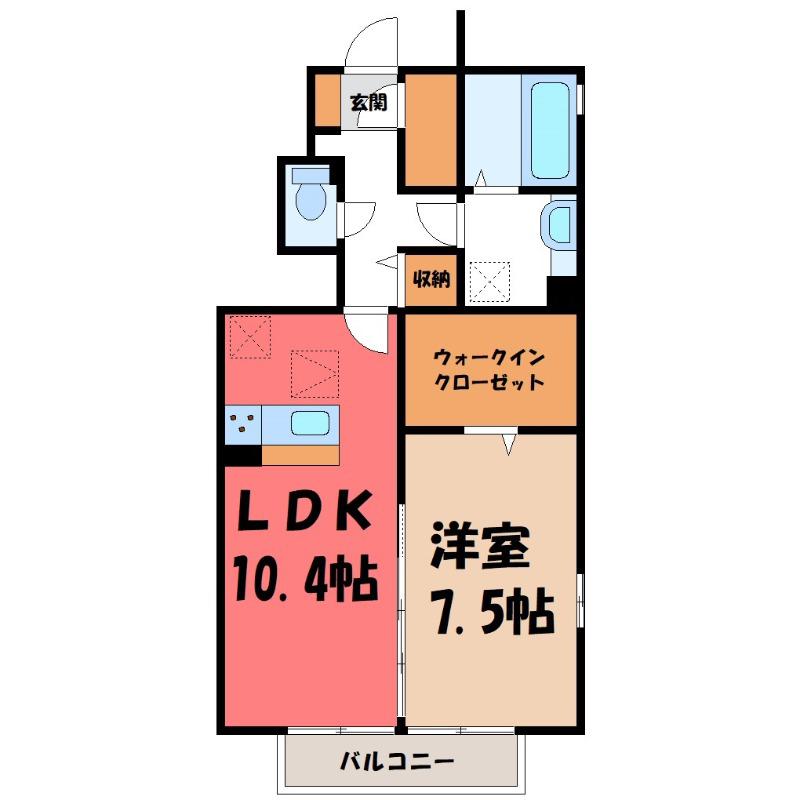 カーサ石原A(1LDK/1階)の間取り写真
