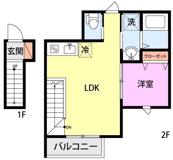 TRY ONE(1LDK/2階)の間取り写真