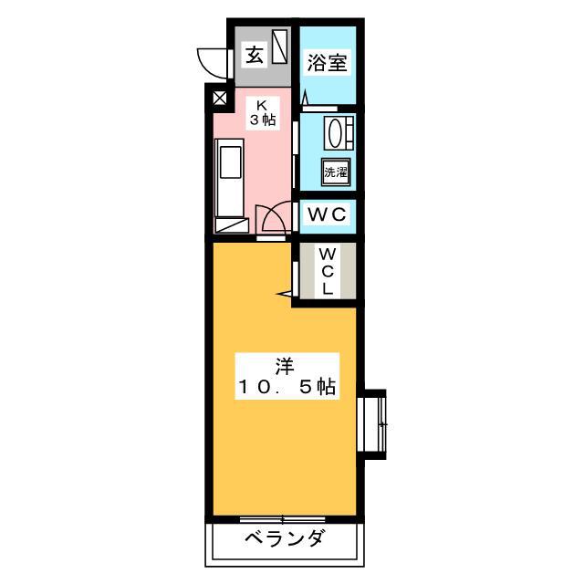 アルフォレスト折立(1K/1階)の間取り写真
