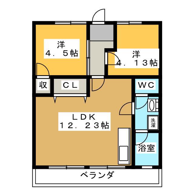 メトロポリスⅢ(2LDK/2階)の間取り写真