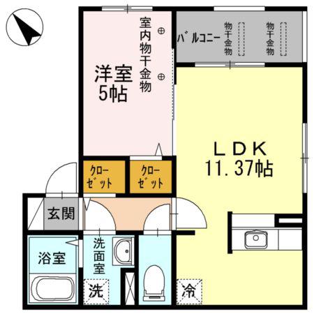 ブランドール八軒(1LDK/2階)の間取り写真