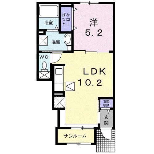 イストワールKITA B(1LDK/1階)の間取り写真