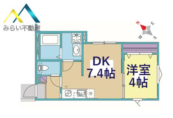ブロンテ三ツ沢(1DK/2階)の間取り写真