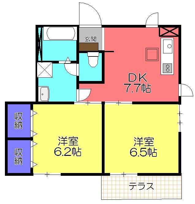 エメ シャンブルIII(2DK/1階)の間取り写真