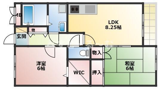 エスポワール冨田(2LDK/3階)の間取り写真