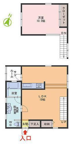 アウラウエスト(1LDK/2階)の間取り写真