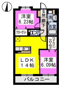 カーサ コスタ(2LDK/3階)の間取り写真