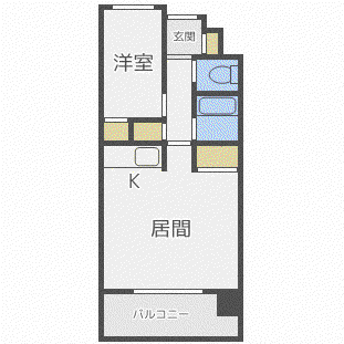 セザール南10条西(1LDK/8階)の間取り写真