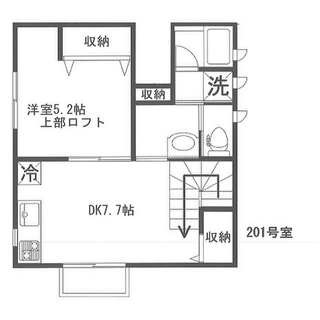 K SOLEIL(1DK/2階)の間取り写真