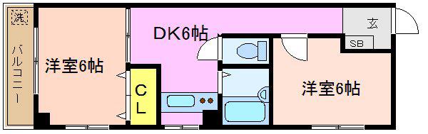 ロベリアハイツ(2DK/3階)の間取り写真