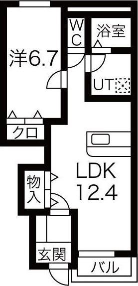 リシュプロスペールティオ(1LDK/1階)の間取り写真
